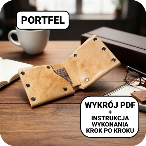 Wzór na skórzany portfel + instrukcja na YT z wykonania całego portfela krok po kroku